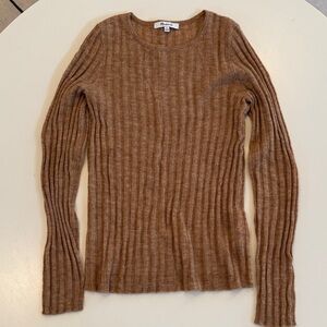Madewell Alpaca Brown Ribbed Long Sleeve Sweater